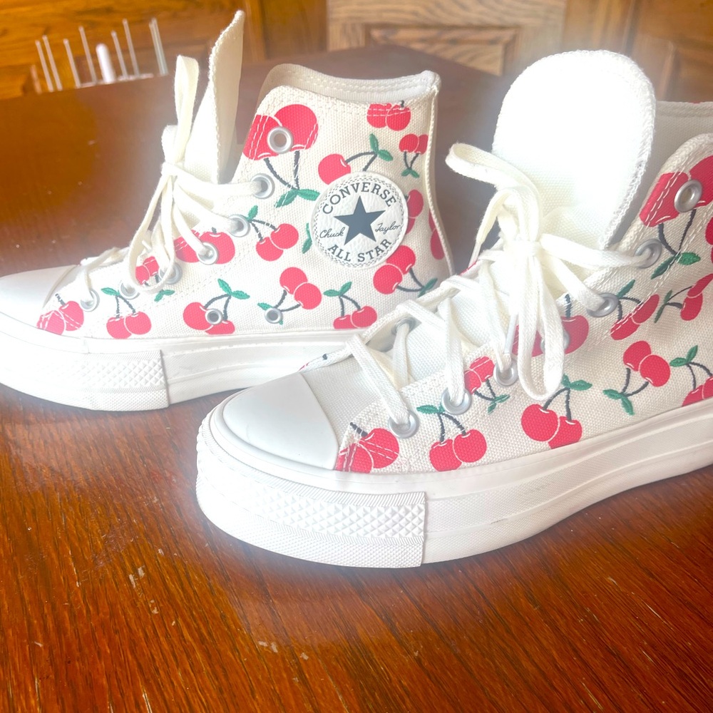 Cherry Converse hi-tops sz 6.5